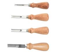 Stainless Steel Leather Skiving Knives, Set Of Four With Wood Handles, Ergonomic Design, Multiple Blade Widths, Long-Lasting Blades