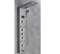 Stainless Steel LED Bathroom Wall Shower Set Rain Waterfall Shower Head 5 Function Faucet Shower Panels all In 1 Shower Column (Silver)