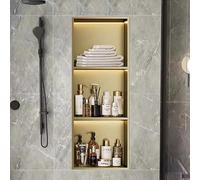 Stainless Steel LED Shower Niche - 2-Tier Bathroom Storage Cabinet, Over-Mount Installation, No Tile Needed, Gray Wall Shelf, 28x12.5x70cm, Modern Lighting Solution