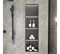 Stainless Steel LED Shower Niche - 2-Tier Gray Wall Cabinet for Bathroom Storage & Lighting, No Tile Needed, Over-Mount Installation Shower Shelf