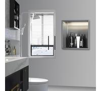 Stainless Steel LED Shower Niche with Light Strips - Recessed Wall Shelf for Bathroom No Tile Required Space-Saving Design Modern Shower Upgrade Easy Installation