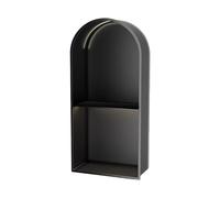 Stainless Steel LED Wall Organizer - Arched Design for Bathroom & Kitchen Storage, Easy No-Tile Installation, Modern Recessed Shelving Solution