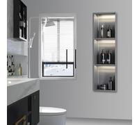 Stainless Steel LED Wall Shower Light - Tile-Free, Residue-Free, Perfect for Bathrooms, Kitchens, Hallways - Ideal for Shelves and Space Optimization, Waterproof & Stylish