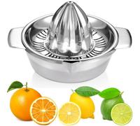 Stainless Steel Lemon Squeezer and Juicer with Bowl Container, Citrus Fruit Squeezer Tool for Homemade Juice in Kitchen, 1 Pack