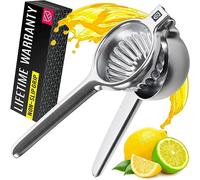 Stainless Steel Lemon Squeezer Press - No Seeds, Pro-Grade, Effortlessly Get Every Drop - Manual Non-Slip Grip Design - Lemon Lime Squeezer, Orange, and Citrus Fruit Hand Held Lemon Juicer Squeezer