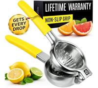 Stainless Steel Lemon Squeezer Press - No Seeds, Pro-Grade, Effortlessly Get Every Drop - Manual Non-Slip Grip Design - Lemon Lime Squeezer, Orange, and Citrus Fruit Hand Held Lemon Juicer Squeezer
