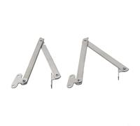 Stainless Steel Lid Support Hinges 2pcs Heavy Duty Folding Stay for Cabinet Doors Soft Close 180 Degree Silver Finish
