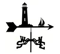 Stainless Steel Lighthouse Weather Vane Creative Wind Vane Wind Direction Indicator for Garden Mount Yard Decoration