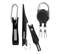 Stainless Steel Line Cutter Nipper Hook Eye Cleaner Fly Fishing Clippers Tool Retractor with Tweezers Knots Tyer Carabiner Fly Fishing Line Cutter Nipper Hook Eye Cleaner with Tweezers Knots Tyer