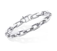 Stainless Steel Link Chain Bracelet for Men - Trendy Mens Bracelets Chunky Cuban Paperclip Solid Link Chain Wrist Bracelet Classic Simple Oval Stacking Layered Thick Large Jewelry Gifts for Men, 9.7