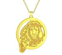 Stainless steel lion face beast king animal portrait pendant necklace jewelry