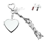 Stainless Steel Lipstick Holder with Mirror, Portable 2 in 1 Lip Gloss and Balm Storage Case, Bling Crystal Travel Bag for Handbag, School, Home, and Outdoor, Silver Heart, 1paquet