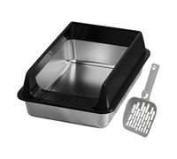 Stainless Steel Litter Box - Easy kitten Clean Kitten Toilet Pan | Large Stronger Metal Tray Modern Style, Pet Litter Solution for Medium Big Cats Apartment Balcony Garden Terrace Cleaning Equipment