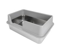 Stainless Steel Litter Box, Enclosed Cat Litter Box with Litter Shovel, High Sided Litter Box, Anti Leakage Metal Litter Pan Tray for Small Medium Cats, Bunnies, Guinea Pigs