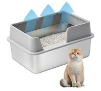 Stainless Steel Litter Box Enclosed Ventilated 20x14x8in Cat Litter Tray Large Capacity Spill-proof Detachable Washable Litter Box Enclosure Cat Supplies Stainless Steel Litter Box