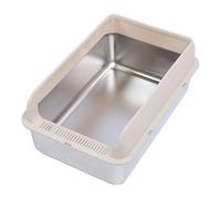 Stainless Steel Litter Box,Extra Large Cat Litter Box,High Sides Metal Litter Box Anti Urine Leakage Easy Cleaning Large Litter Pan with Top Lid (S)