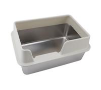 Stainless Steel Litter Box, Extra Large Metal Pan, Easy to Clean and Odour-Resistant Metal Cat Litter Tray, Splash Proof Large Open Top High Side Litter Pan with Scoop (L White)