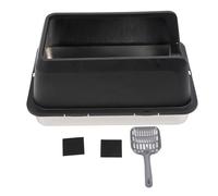 Stainless Steel Litter Box for Large Cats, Anti Splashing Cat Litter Box with High Sides, Extra Large Enclosed Litter Box with Removable Structure, Durable Stainless Steel Kitten L (Black)