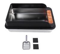 Stainless Steel Litter Box, Large Metal Anti Splashing High Sided Cat Litter Tray with Pedal Filter for Pet (L 195x200x140cm)