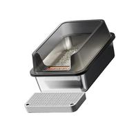Stainless Steel Litter Box, Transparent black 50CM 15CM BASIN | Semi Enclosed Design, Low Entry for Easy Access, Basins Prevents Scatter, Suitable for Any Age