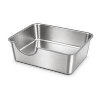 Stainless Steel Litter Box with High Sides,23.6" L X 15.7" W X 7.8" H,Extra Large Jumbo Low Entry Cat Litter Box,XL Kitty Metal Liter Boxes for Indoor Big Cats,Anti-Splashing (Long Side Entry)