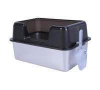 Stainless Steel Litter Box with Lid, 50x35x28cm / 19.7x13.8x11in Kitty Litter Box, 20L Easy to Clean Anti Splashing High Sided Large Kitty Litter Tray for Indoor Cats (Black)