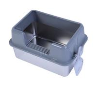 Stainless Steel Litter Box with Lid, 50x35x28cm / 19.7x13.8x11in Kitty Litter Box, 20L Easy to Clean Anti Splashing High Sided Large Kitty Litter Tray for Indoor Cats (Grey)