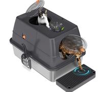 Stainless Steel Litter Box with Lid, Enclosed Large Cat Litter Tray with Double Layer Litter Mat, Lid, Pedals, Scoop, Front Entry & Top Exit Enclosed for Home, Living Khaki Tall