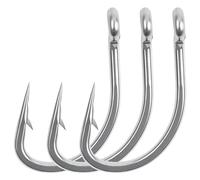 Stainless Steel Live Bait Fishing Hooks, 30pcs 2X Strong Big Game Saltwater Hooks Short Shank Barbed Hooks for Muskie Crucian Pickerel Tarpon Fly Fish Hook 1#-5/0