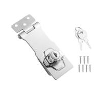 Stainless Steel Locking Hasp and Staple with 2 Key Cam Cylinder Padlock, Heavy Duty Door Latch Security Lock for Cupboard, Shed, Garage, Silver, 2.5/3/4 Inch