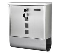 Stainless Steel Locking Mailboxes with Newspaper Compartment, Large Capacity Wall Mounted Mailbox for Outside, Silver, 12 * 4 * 13in