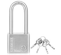 Stainless Steel Long Shackle Padlock, Heavy Duty Weatherproof & Waterproof with 4 Keys, High Hardness Anti-Pry Security Lock for Garden Shed/Garage/Fence/Locker/Outdoor Indoor Use (3CM)