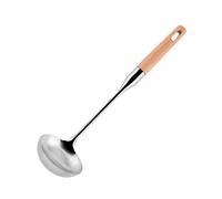 Stainless Steel Long Soup Ladle, Professional Kitchen Serving Spoons with Wooden Handle, Large Serving Ladle Chef Spoon for Cheese Soup, Chili, Gravy, Salad Dressing 1pc