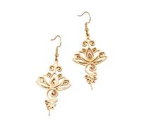 Stainless Steel Lotus Flower Earrings Spiritual Chakra Unalome Symbol Drop Earrings For Women Yoga Buddhism Unique Jewelry