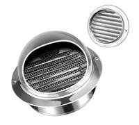Stainless Steel Louver Grille Vent Cover Round Air Ventilation Dryer Exhaust Vents 50 70 90 100 150 250mm with Hood Screen Mesh for Bathroom Kitchen External Extractor Ducting(200mm)