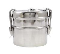Stainless Steel Lunch Box 2 Tier Indian Tiffin Round Food Container Carrier