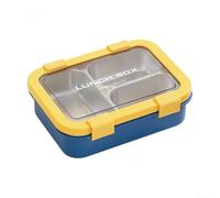 Stainless Steel Lunch Box 3 Compartment Leakproof Container With Secure Lids For Adults Work School Dishwasher Safe 22.8x16.5x7cm Portable Food Storage (Yellow)