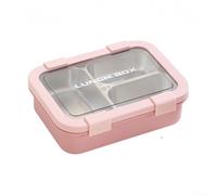 Stainless Steel Lunch Box, 3 Compartment Lunch Container with Leakproof Lids, Leakproof Food Sandwich Salad Storage Container(Pink)