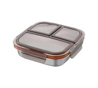 Stainless Steel Lunch Box - 304 Stainless Steel 6.93x6.93x1.97in | Snack Container | 3 Compartment Divided Food Storage Containers for Meal Prep Office School Travel Picnic