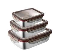 Stainless Steel Lunch Box 4/3/2Pcs 304 Stainless Steel Food Lunch Bento Box Sealed Leakproof Travel Storage Household Pickle Microwave Heating Lunchboxs(600ML 1500ML 2900ML)