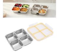 Stainless Steel Lunch Box Box for Adults 4 Compartment Container with -Proof Lid Microwave Dishwasher Freezer Safe for Office Travel Picnic (Yellow)
