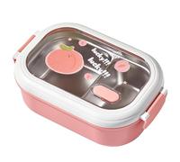 Stainless Steel Lunch Box for Adults, 2-Compartment Food Storage Container 800ml Portable Leakproof Lunchbox for Students Office Lunch Containers (Roseate)