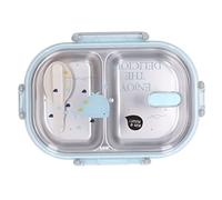 Stainless Steel Lunch Box, Insulated Food Container Leakproof Compartments Space Efficient Design for School Office Travel 22x15x7cm (Transparent Blue Fish)