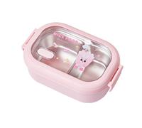 Stainless Steel Lunch Box, Leak Proof Insulated 5 * 8cm Stainless Steel Suitable for Office Removable Dividers Featuring Removable Inner dividers (Pink)