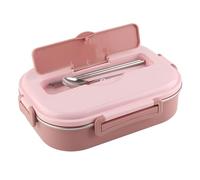 Stainless Steel Lunch Box Lunch Box Containers Food Storage Containers - Leak - Proof The Lid Contains Spoons and Chopsticks (Four-Compartment Lunch Box with Soup Bowl: Pink)