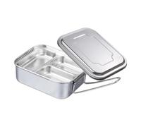 Stainless Steel Lunch Box, Stainless Steel Lunch Box, Double Layers with 3 Compartments, Large Capacity Leak Containers and Delicious Lid for Work Camping, Enjoy Your Food Without Unwanted News