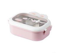 Stainless Steel Lunch Box with Endearing Bunny Print for Everyday Use at Workplace Home or Educational Institutions (Pink)