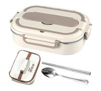 Stainless Steel Lunch Box With Four Locking Clips And Built In Utensil Slot | Four Reinforced Side Clips Lock The Lid Airtight, While The Built In Utensil Slot Holds Chopsticks And A Spoon Neatly