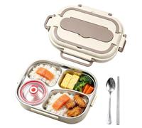 Stainless Steel Lunch Box With Four Locking Clips And Built In Utensil Slot | Four Reinforced Side Clips Lock The Lid Airtight, While The Built In Utensil Slot Holds Chopsticks And A Spoon Neatly