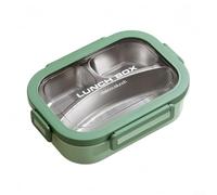 Stainless Steel Lunch Box with Leakproof Design Featuring Three Separate Compartments and Secure Lids for Organized, Spill Meals (Green)